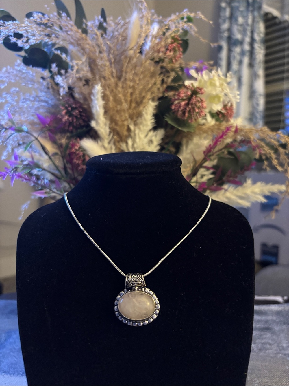 Sterling Silver Rose Quartz Handmade Gemstone Pendant Necklace.